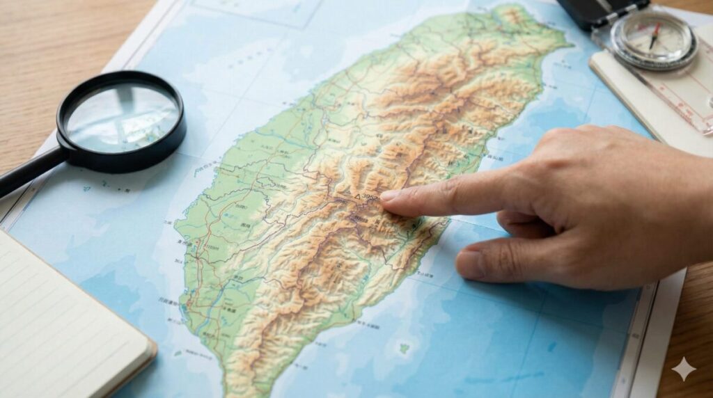 玉山の標高と場所を地図で確認